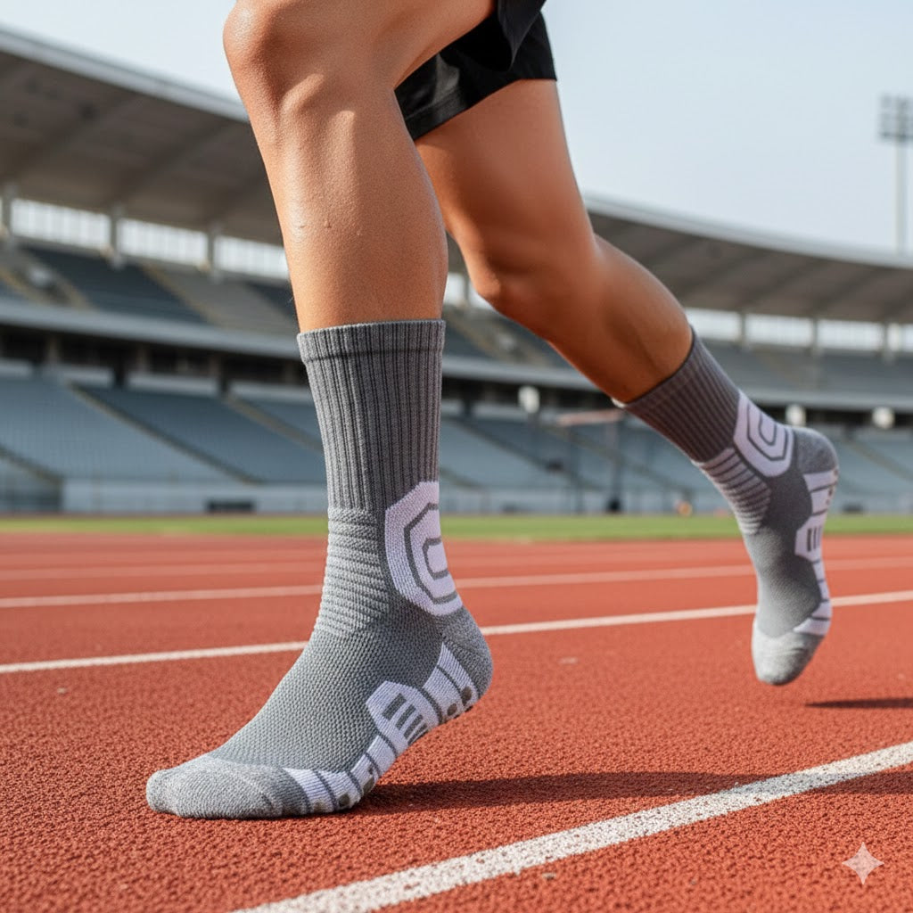 4-Pair Compression Athletic Crew Socks — Cushioned, Breathable, Anti-Slip Performance Fit (Men’s)