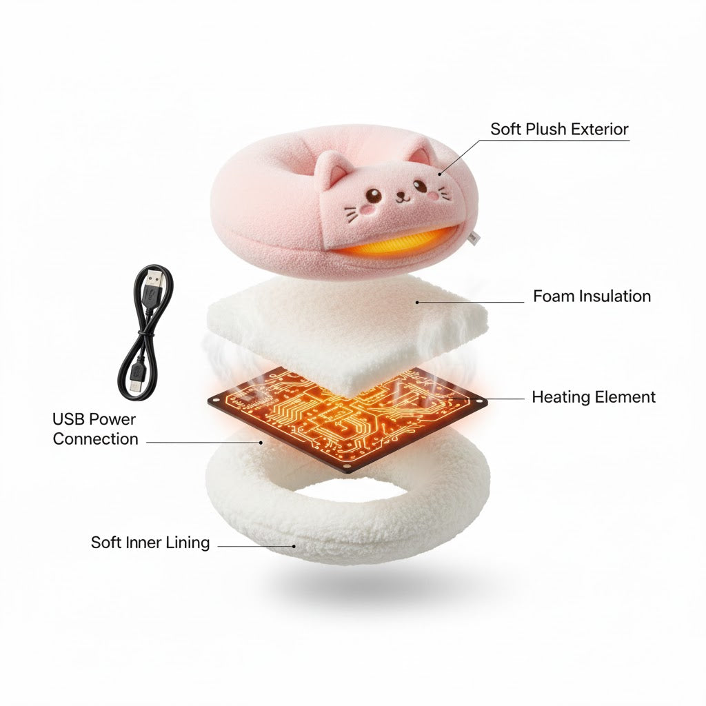 USB Plush Heated Foot Warmer — Ultra-Soft Cozy Foot Heating Pad for Home & Desk