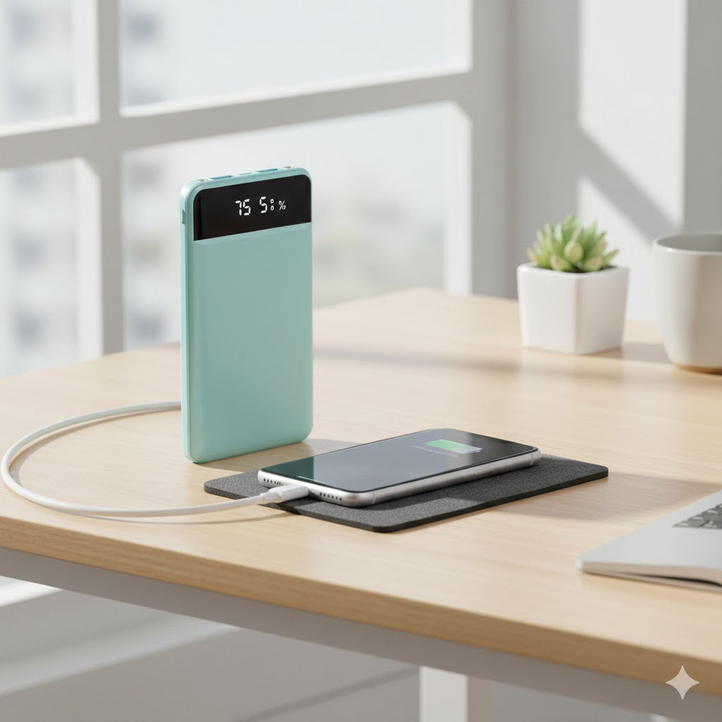10,000mAh Ultra-Slim Power Bank — Fast Charging, LED Display, Dual USB Ports