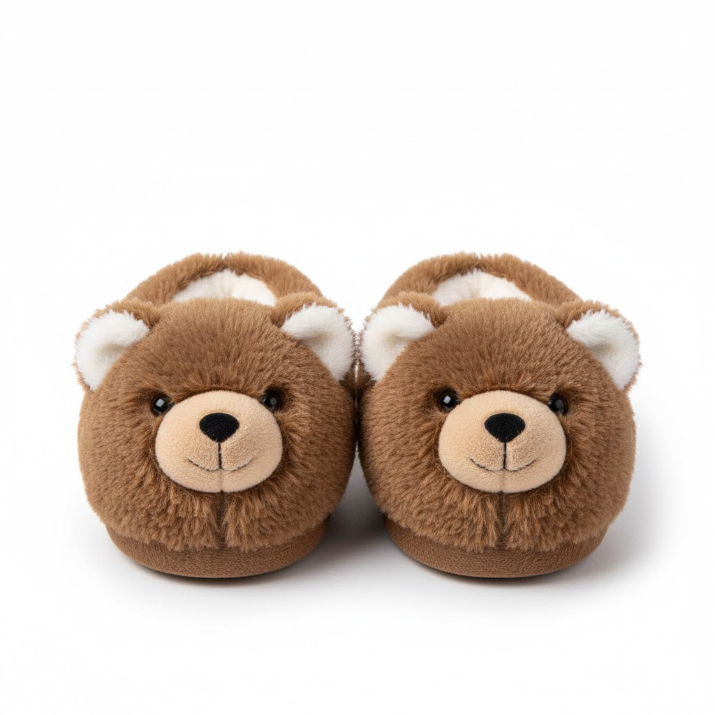Cozy Bear Plush Slippers — 3D Cute Winter Indoor Warm Home Footwear