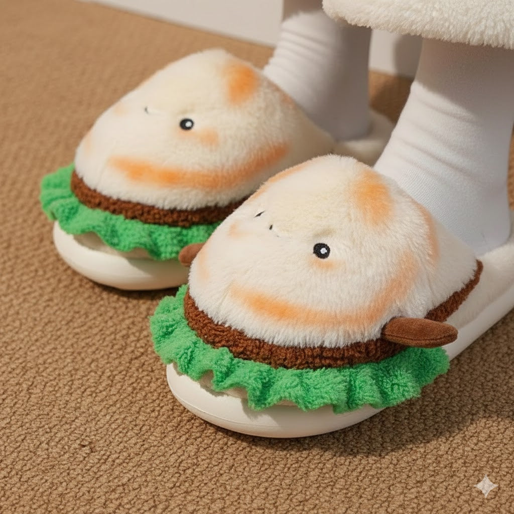 Plush Food Slippers — Cozy Winter Indoor Slides