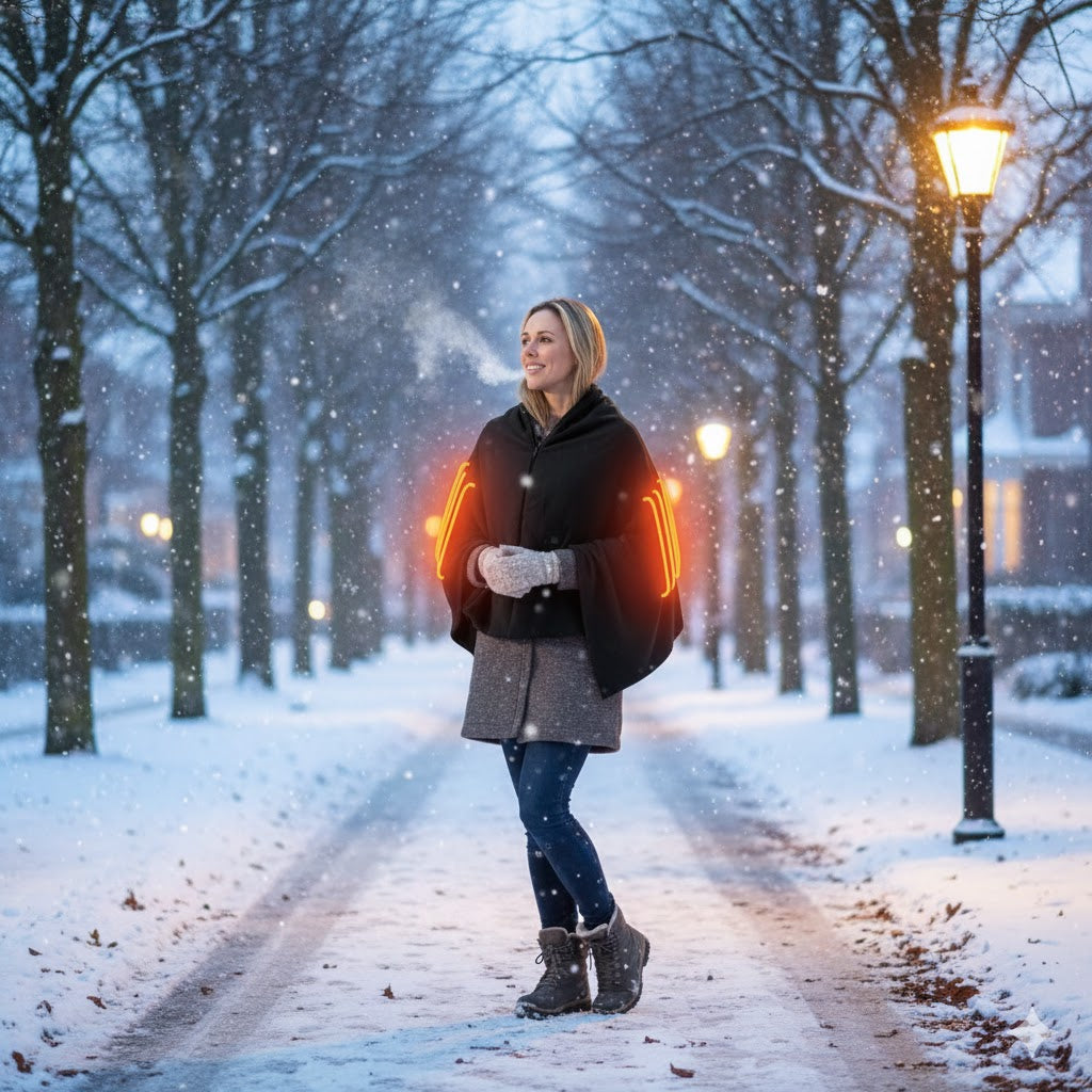 USB Heated Shawl — 3 Heat Levels, Zippered Wrap (Normal & Tassel Styles)