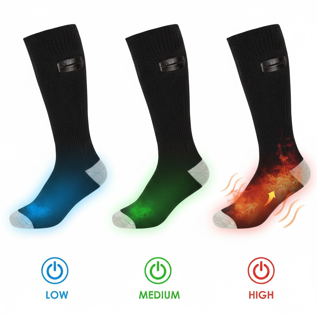 Rechargeable Heated Socks – 4-Level Electric Foot Warmers (Indoor/Outdoor)