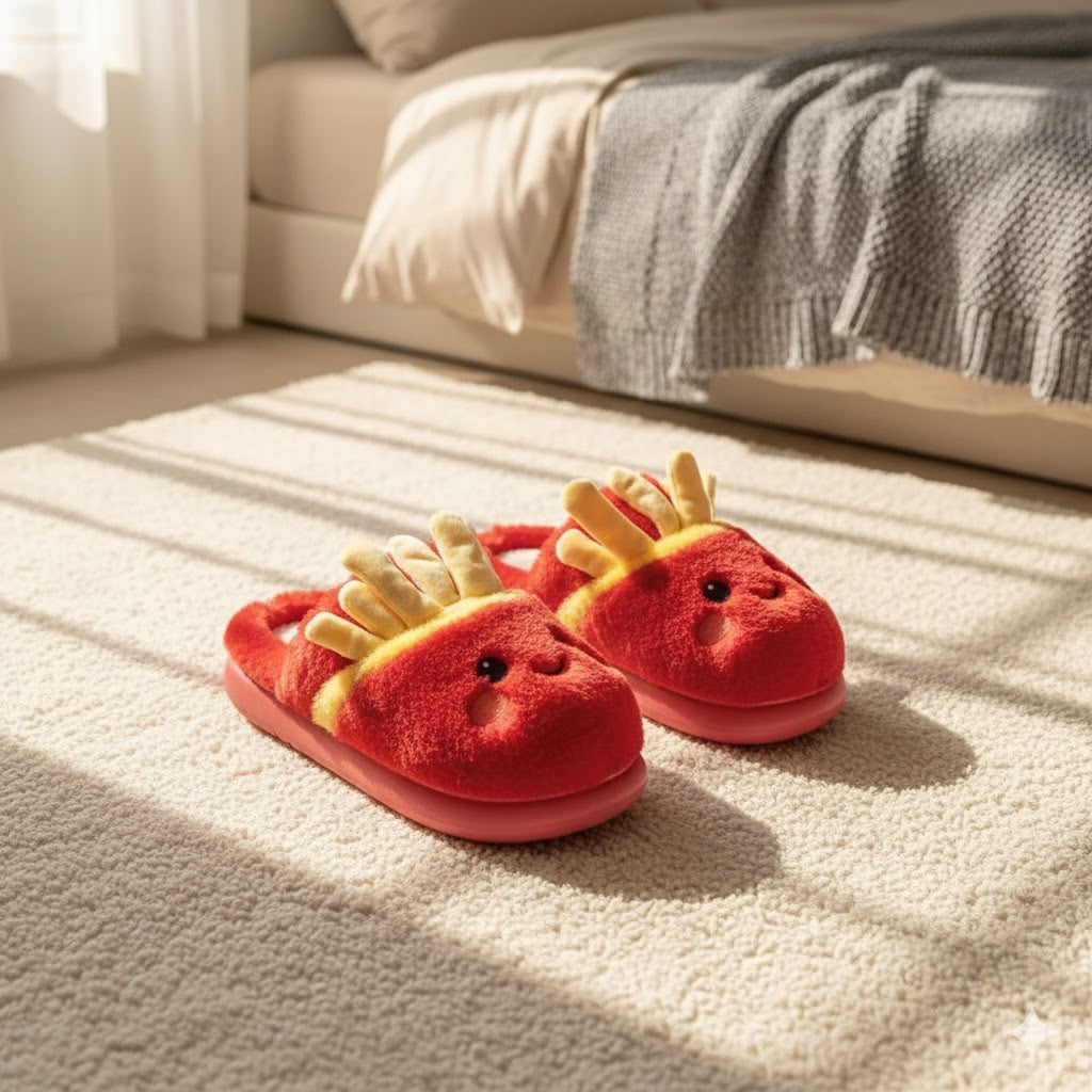 Plush Food Slippers — Cozy Winter Indoor Slides