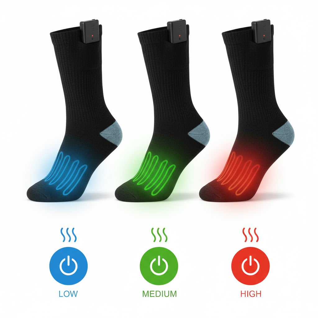 Electric Heated Socks – Rechargeable Foot Warmers (3 Heat Levels)