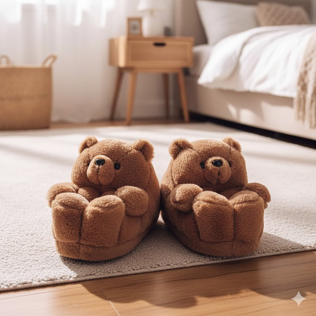 Cozy Teddy Bear Plush Slippers – Ultra Soft, Warm & Cute Winter Indoor Footwear