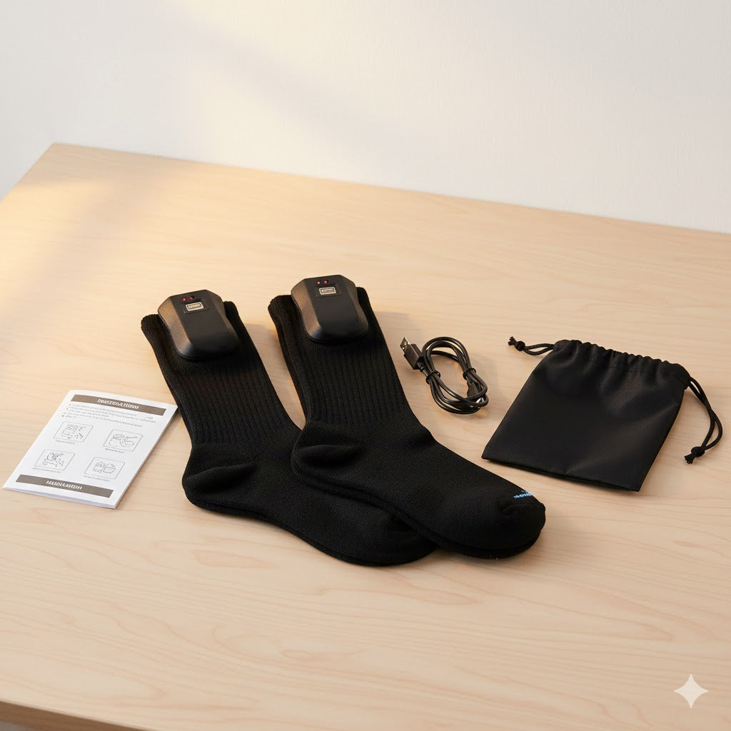 Electric Heated Socks – Rechargeable Foot Warmers (3 Heat Levels)