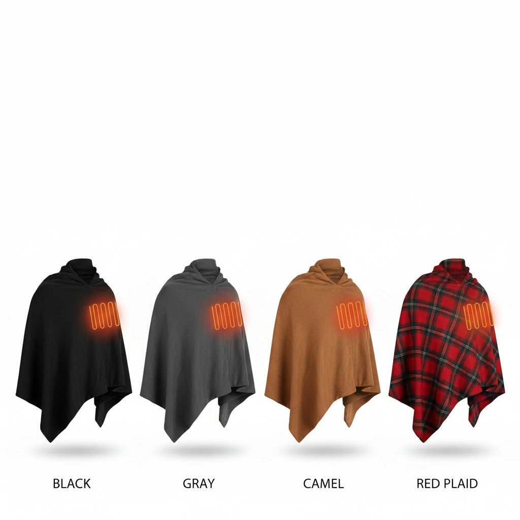USB Heated Shawl — 3 Heat Levels, Zippered Wrap (Normal & Tassel Styles)