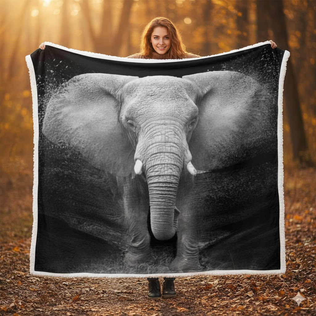 Cozy Elephant Sherpa Throw Blanket — Ultra-Soft Fleece, Winter-Warm & Premium 3D Print