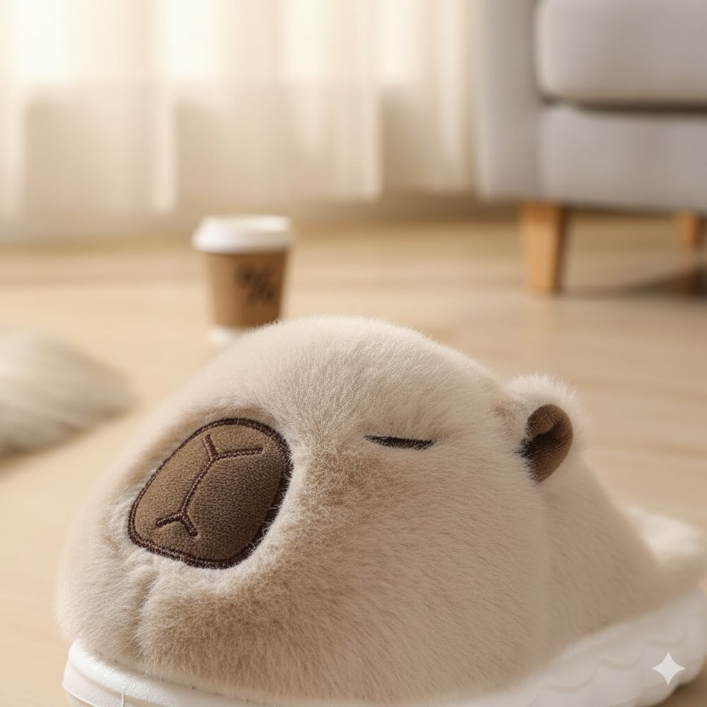 Cute Capybara Plush Winter Slippers – Ultra-Soft, Non-Slip, Warm Indoor Comfort Slides