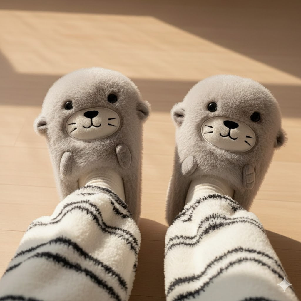Cozy Sea Lion Plush Slippers — Ultra-Soft Winter Indoor Warm Cartoon Slides