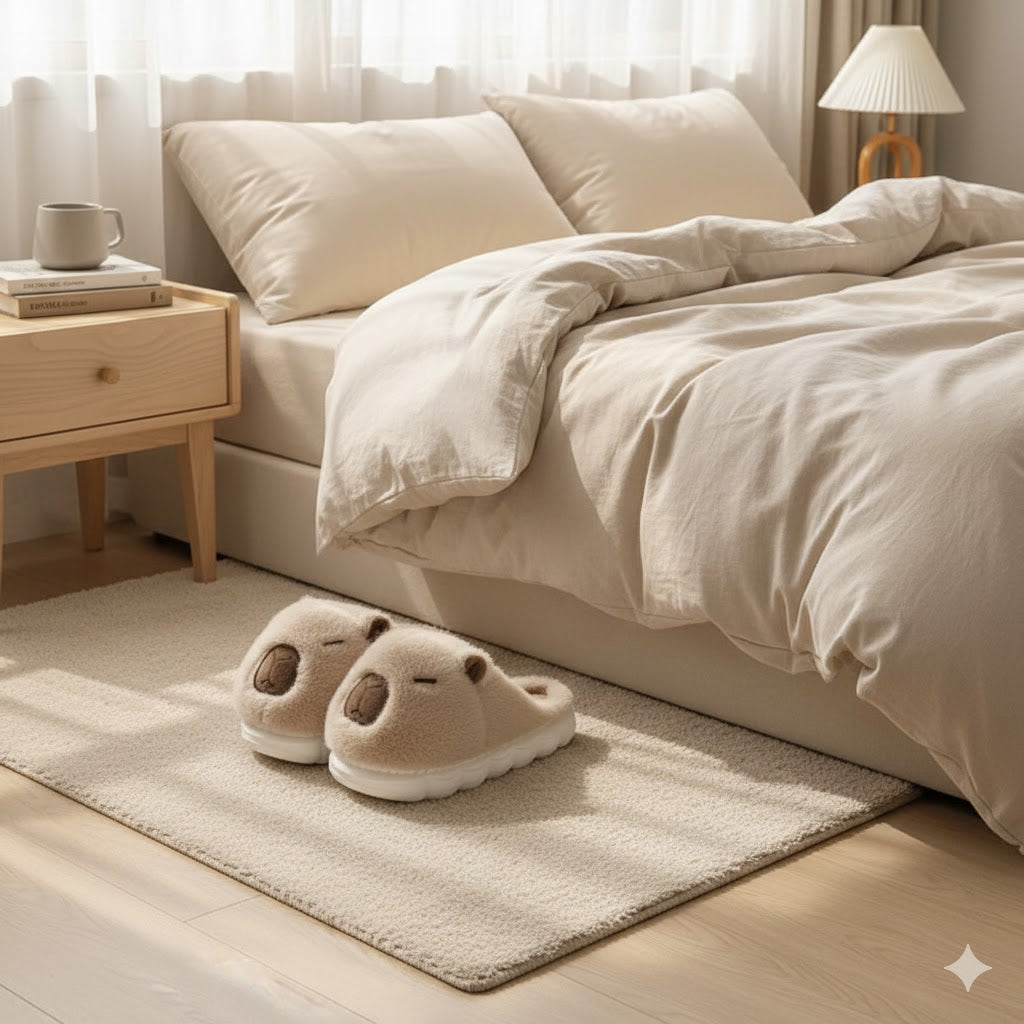 Cute Capybara Plush Winter Slippers – Ultra-Soft, Non-Slip, Warm Indoor Comfort Slides