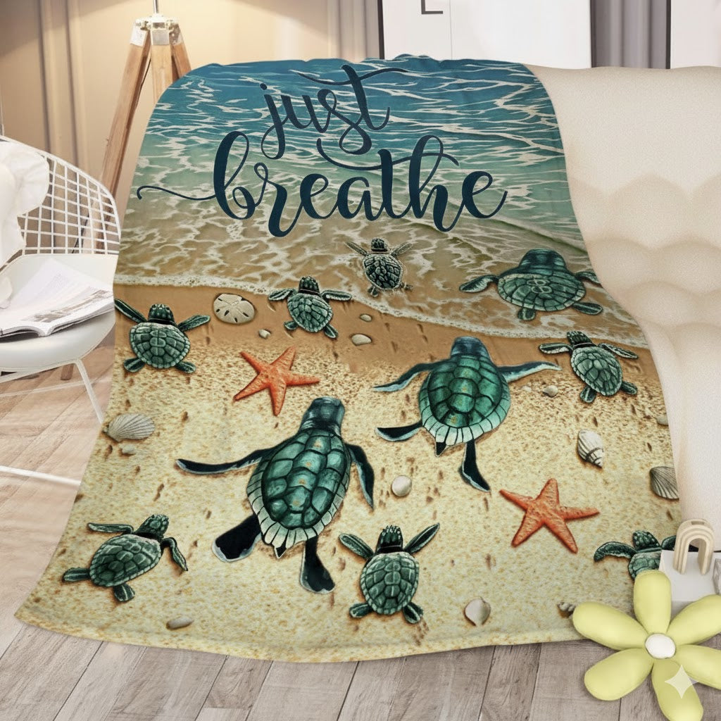 Sea Turtle Plush Fleece Blanket — Ultra-Soft, Warm & Cozy Throw (3 Sizes)