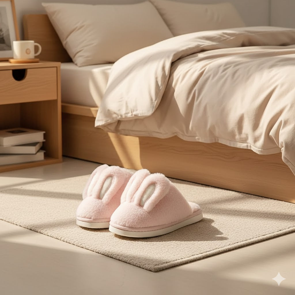 Cozy Bunny Plush Slippers – Ultra-Soft Winter Indoor Slides (Women’s)