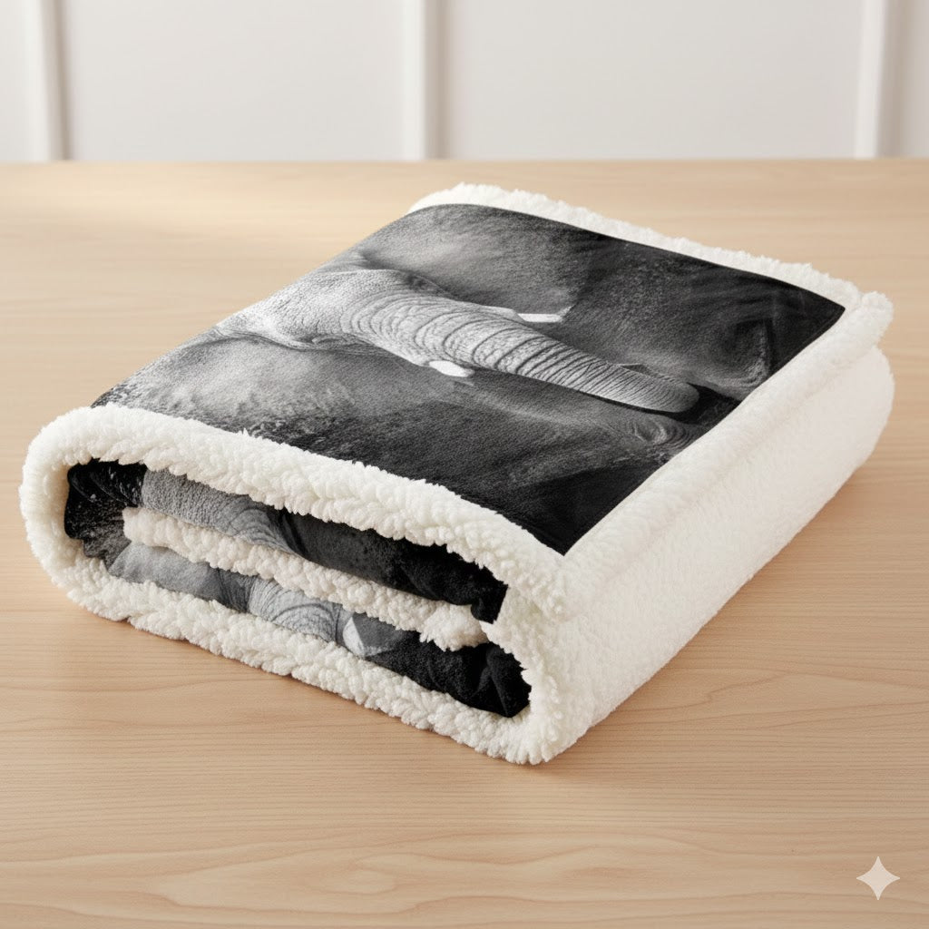 Cozy Elephant Sherpa Throw Blanket — Ultra-Soft Fleece, Winter-Warm & Premium 3D Print