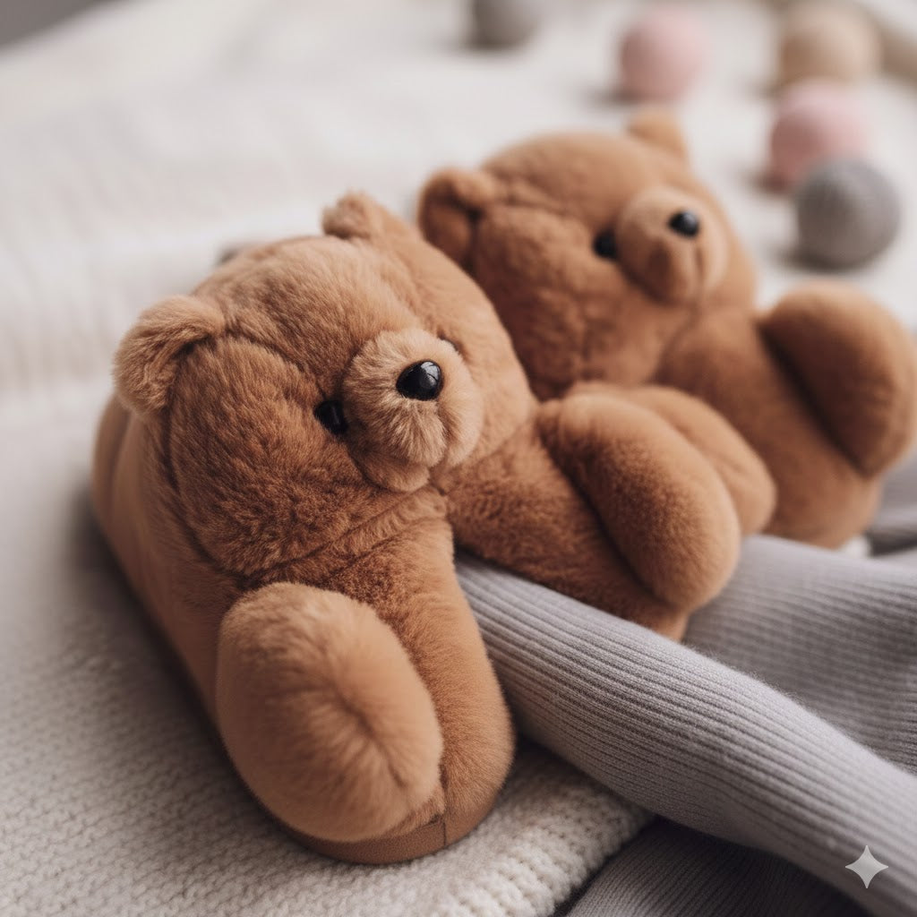 Cozy Teddy Bear Plush Slippers – Ultra Soft, Warm & Cute Winter Indoor Footwear