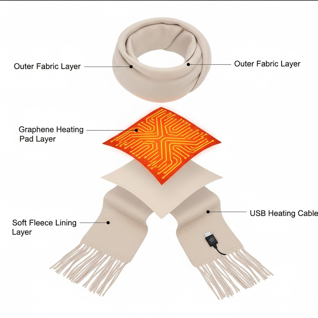 Electric Heated Winter Scarf – USB Warming Neck Wrap (3 Heat Modes)