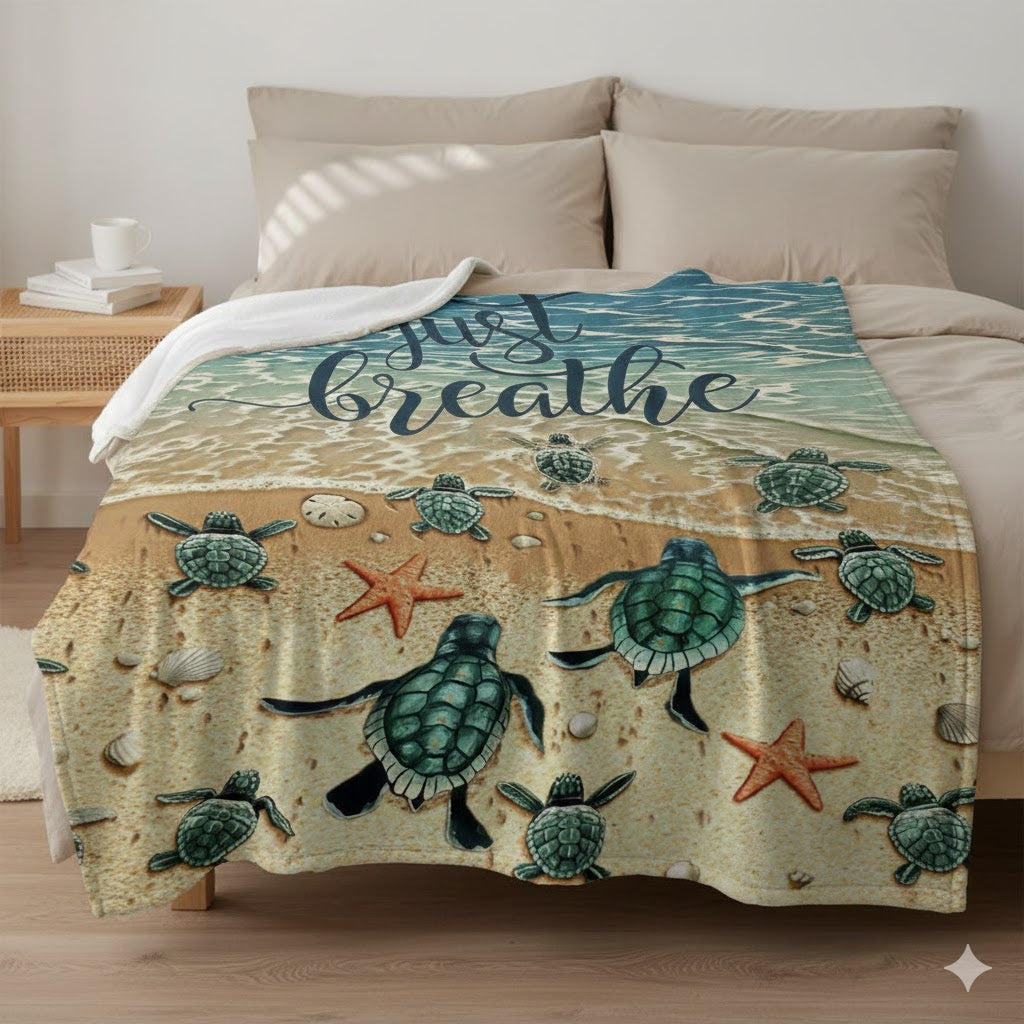 Sea Turtle Plush Fleece Blanket — Ultra-Soft, Warm & Cozy Throw (3 Sizes)