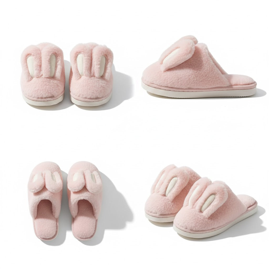 Cozy Bunny Plush Slippers – Ultra-Soft Winter Indoor Slides (Women’s)
