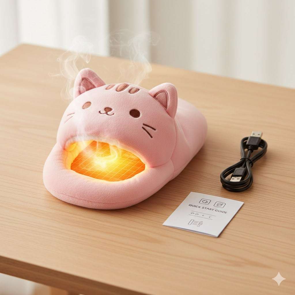 USB Plush Heated Foot Warmer — Ultra-Soft Cozy Foot Heating Pad for Home & Desk