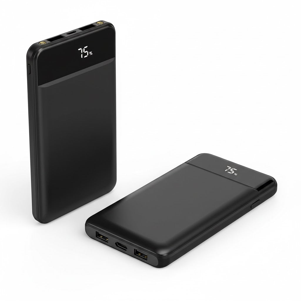 10,000mAh Ultra-Slim Power Bank — Fast Charging, LED Display, Dual USB Ports