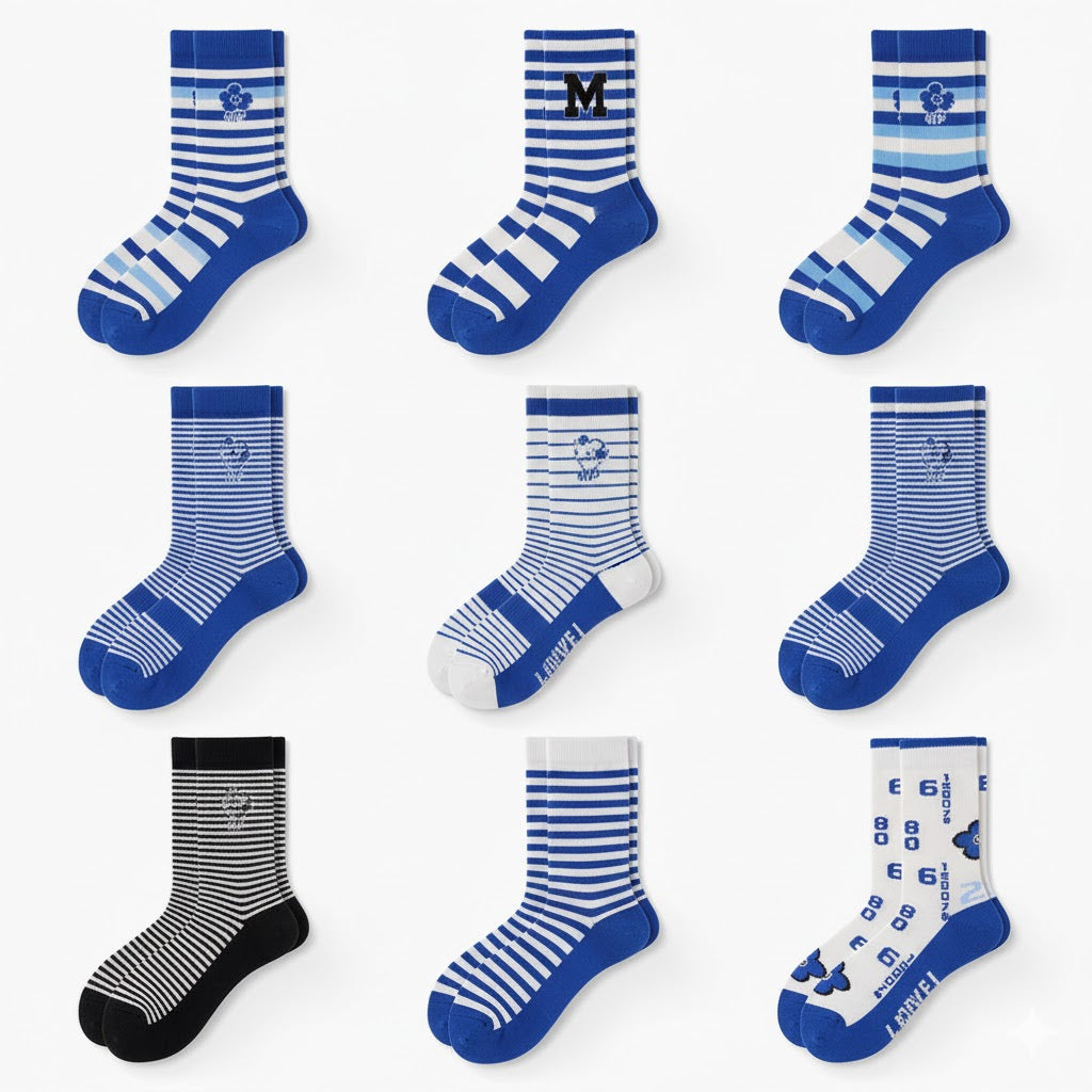 9 Pairs Women Colorful Socks Compression Running Socks