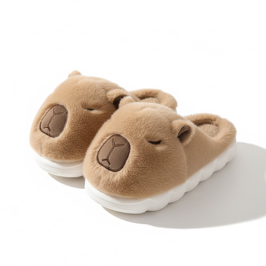 Cute Capybara Plush Winter Slippers – Ultra-Soft, Non-Slip, Warm Indoor Comfort Slides