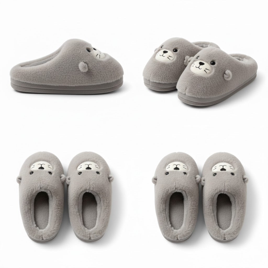Cozy Sea Lion Plush Slippers — Ultra-Soft Winter Indoor Warm Cartoon Slides