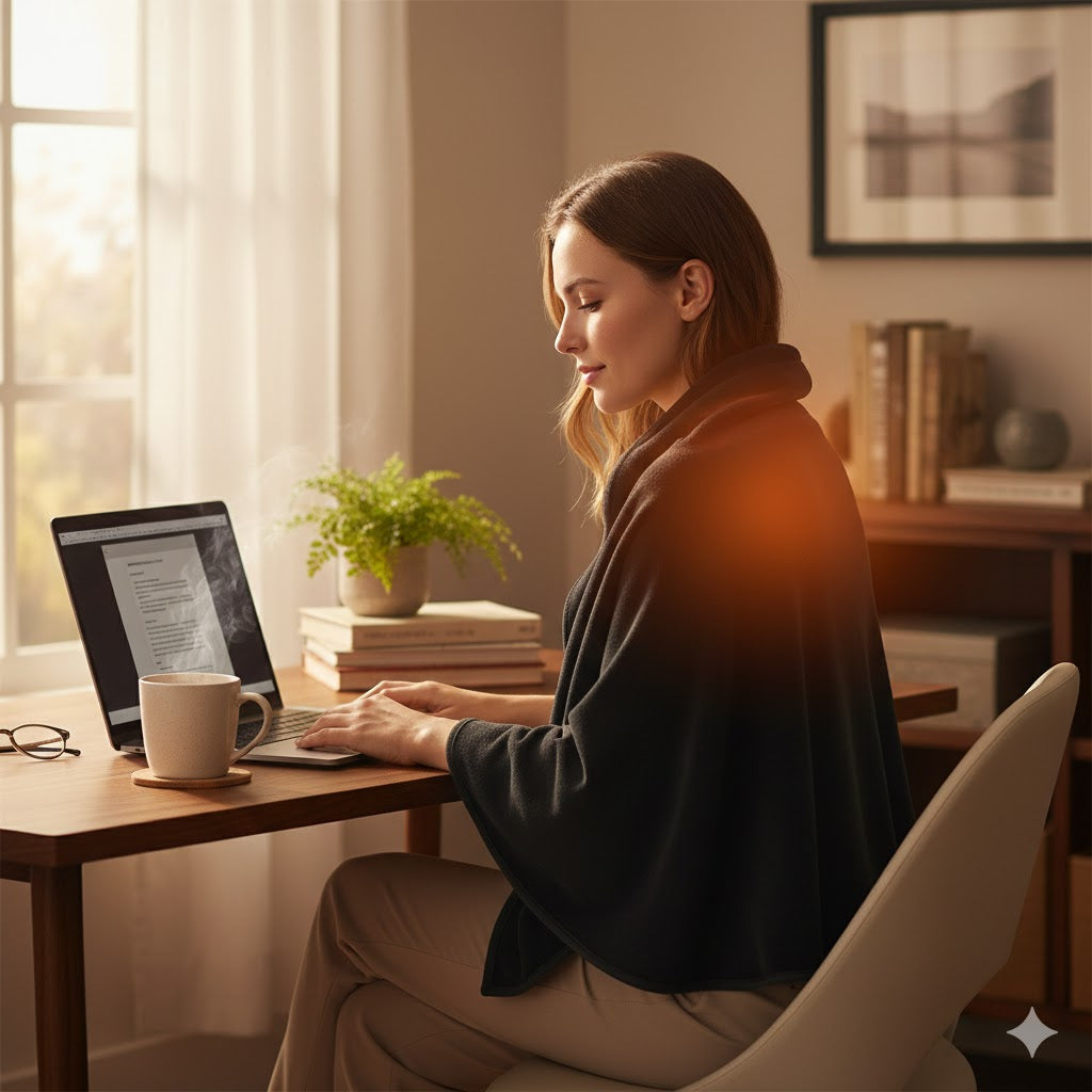 USB Heated Shawl — 3 Heat Levels, Zippered Wrap (Normal & Tassel Styles)