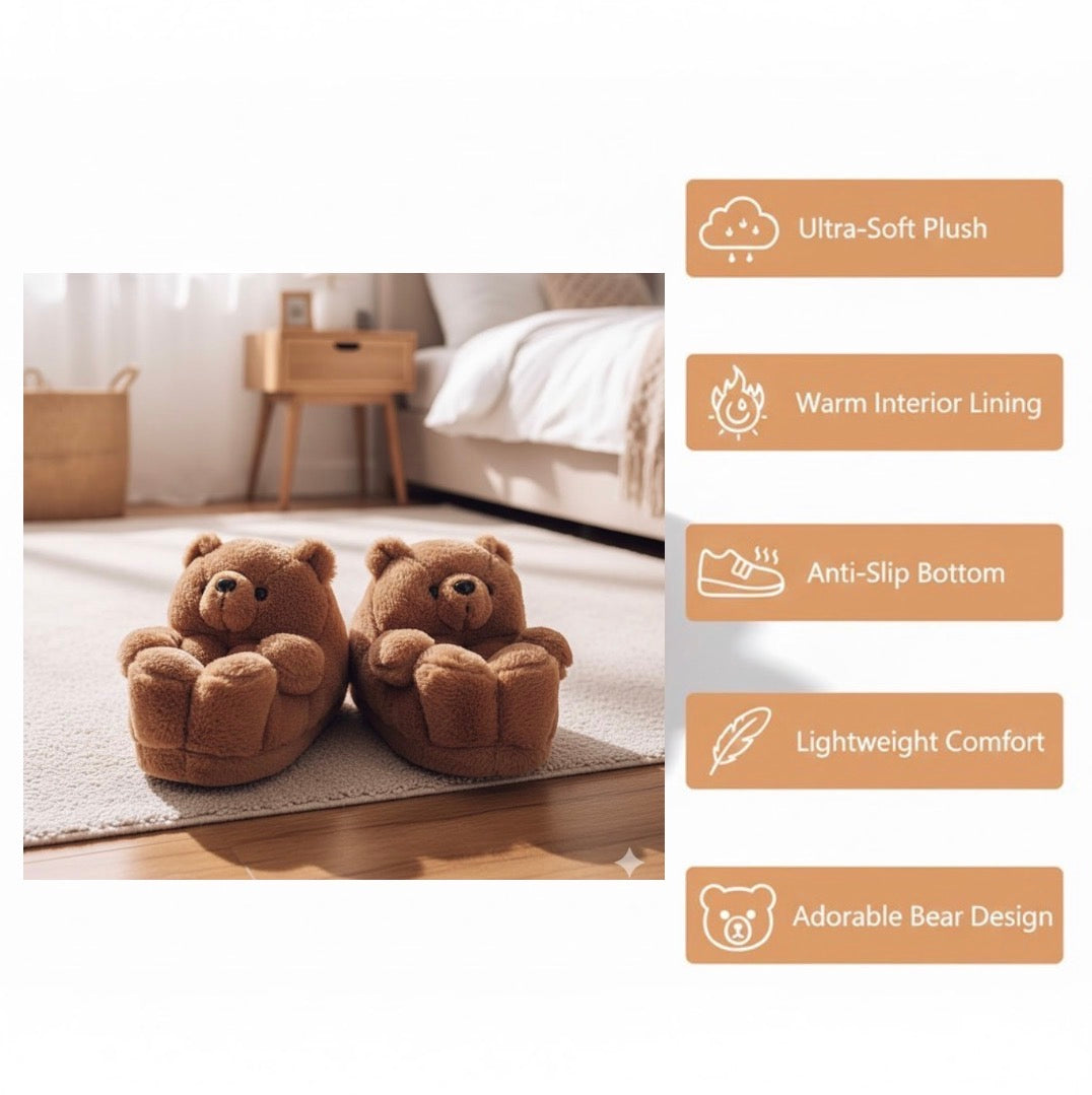 Cozy Teddy Bear Plush Slippers – Ultra Soft, Warm & Cute Winter Indoor Footwear