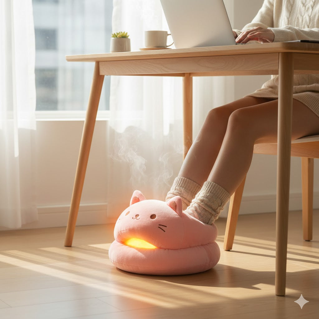 USB Plush Heated Foot Warmer — Ultra-Soft Cozy Foot Heating Pad for Home & Desk