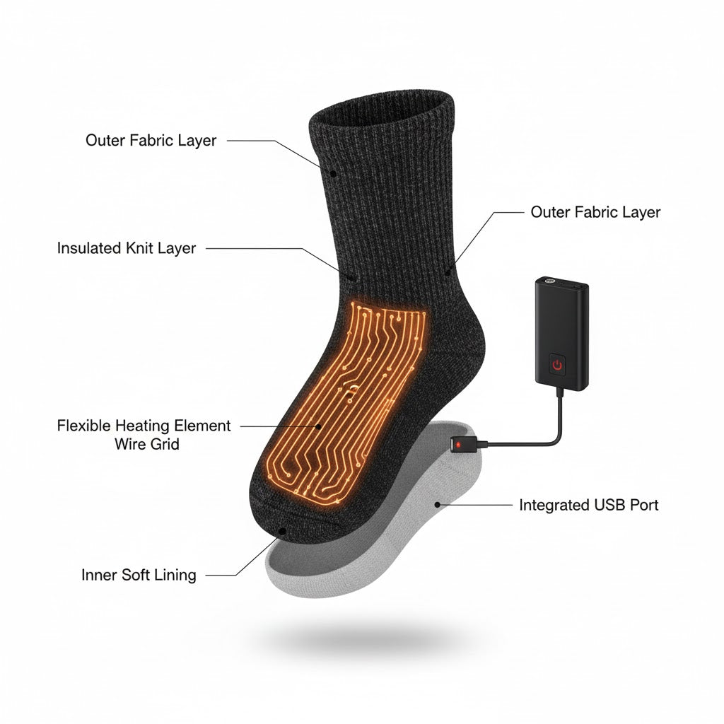 Electric Heated Socks – Rechargeable Foot Warmers (3 Heat Levels)