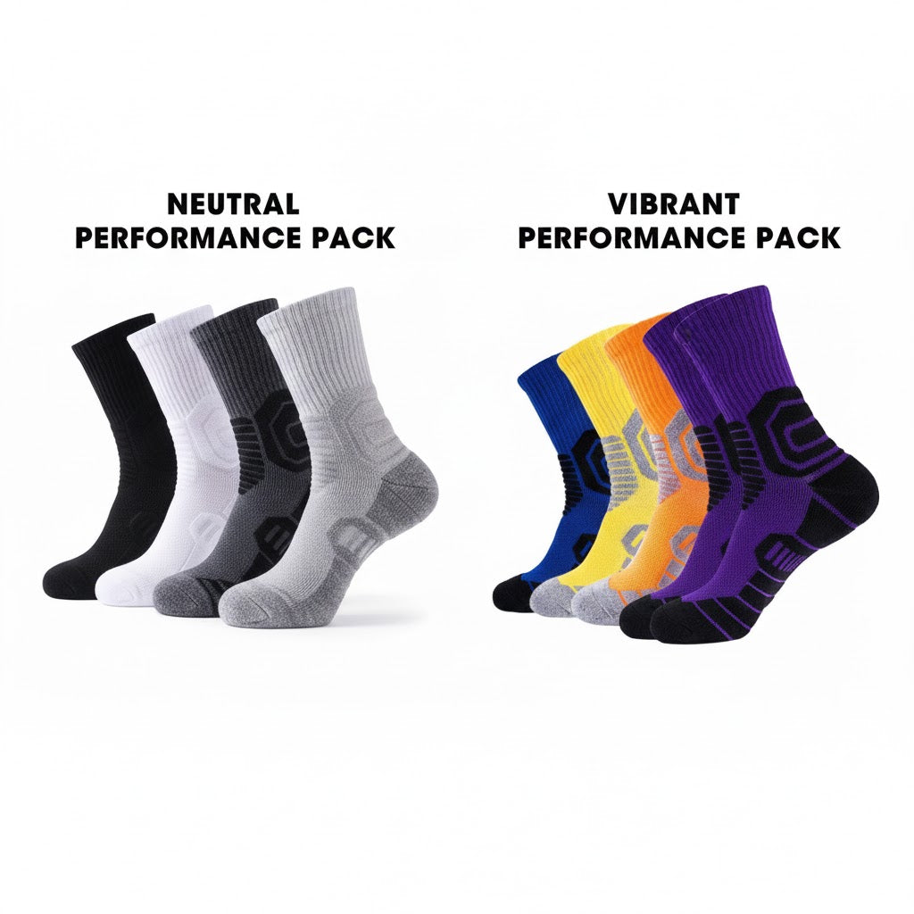 4-Pair Compression Athletic Crew Socks — Cushioned, Breathable, Anti-Slip Performance Fit (Men’s)