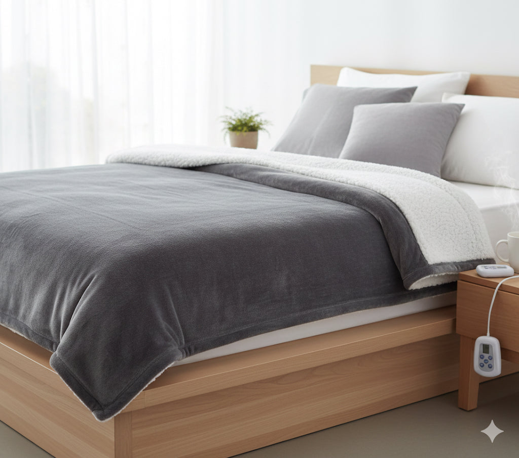 Electric Heated Blanket — Ultra-Soft Sherpa, 10 Heat Levels & Auto-Off (Throw & Full Sizes)