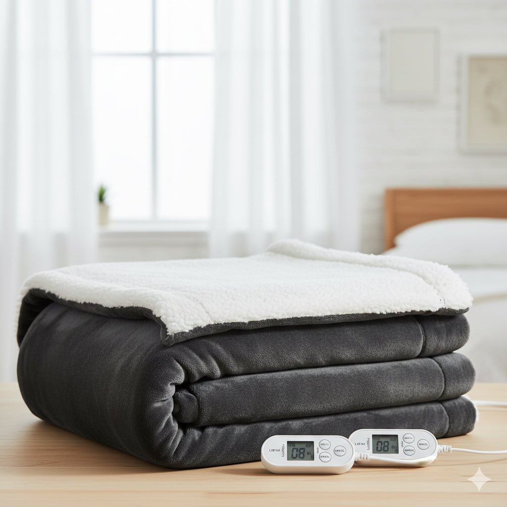Electric Heated Blanket — Ultra-Soft Sherpa, 10 Heat Levels & Auto-Off (Throw & Full Sizes)