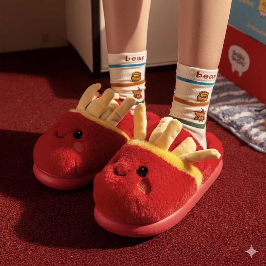 Plush Food Slippers — Cozy Winter Indoor Slides