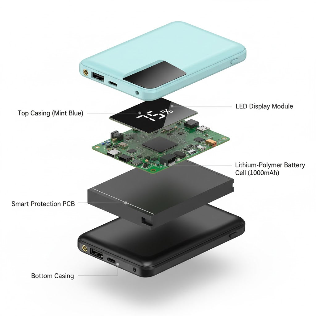 10,000mAh Ultra-Slim Power Bank — Fast Charging, LED Display, Dual USB Ports