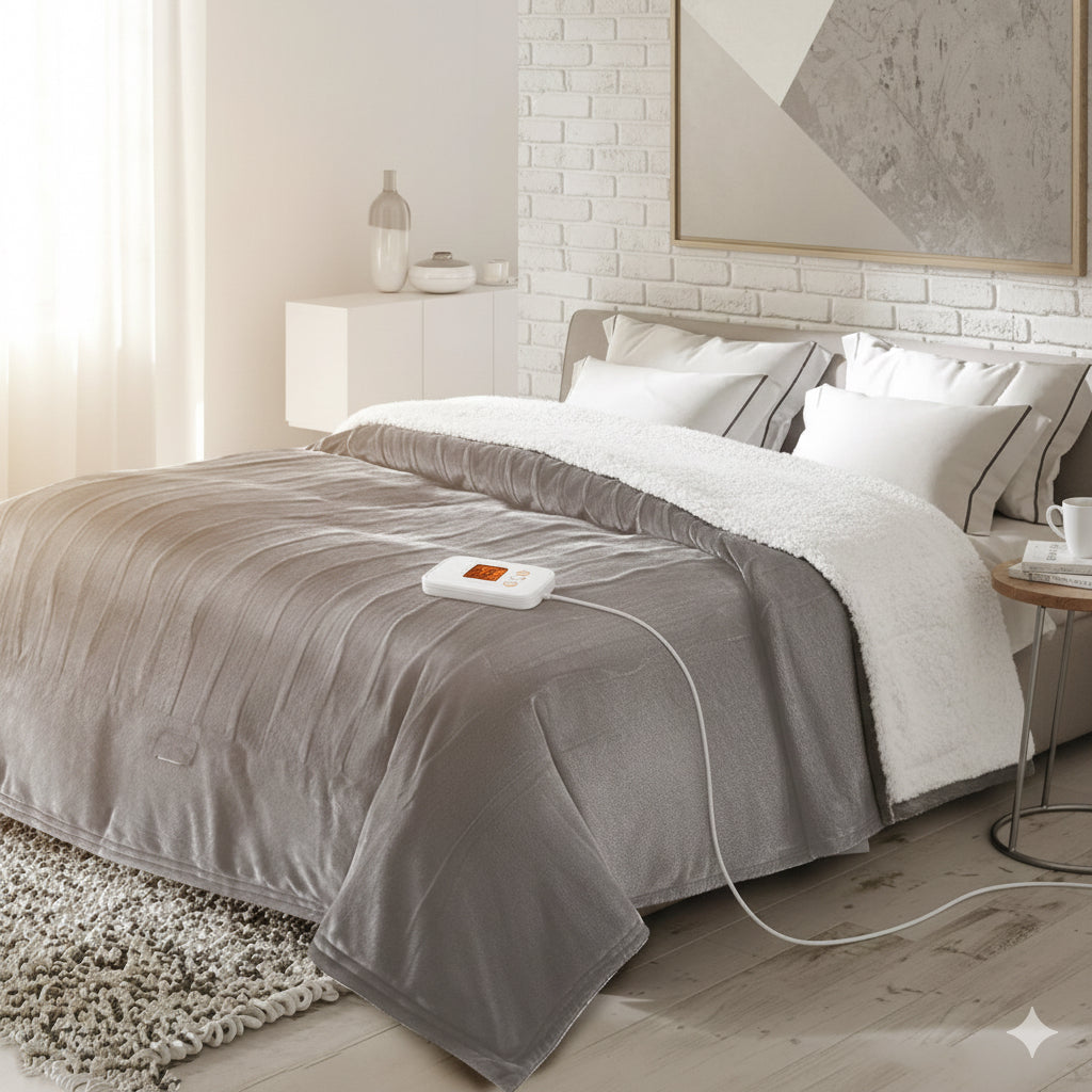 USB Heated 10-Level Electric Fleece Blanket (Twin–King)