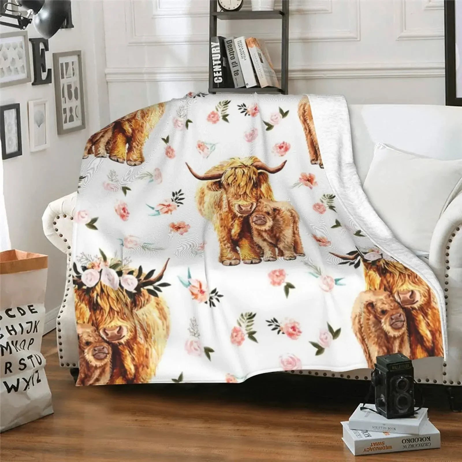 Highland Cow Plush Throw Blanket – Ultra-Soft Cozy Fleece (3 Designs)