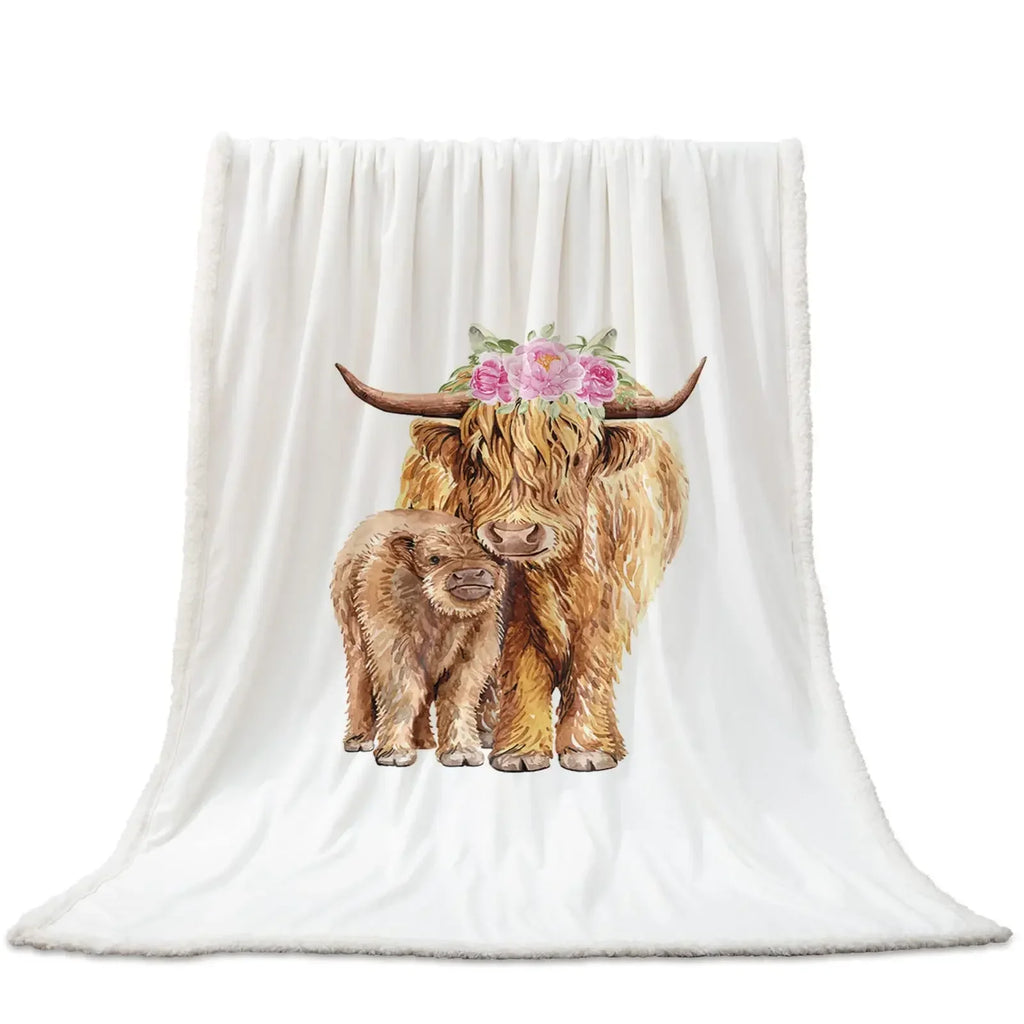 Highland Cow Plush Throw Blanket – Ultra-Soft Cozy Fleece (3 Designs)