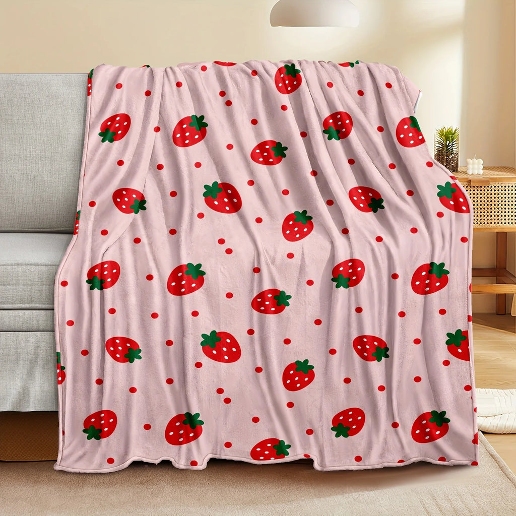Strawberry Dreams Pink Flannel Blanket – Super Soft, Warm & Adorable Girls Room Decor