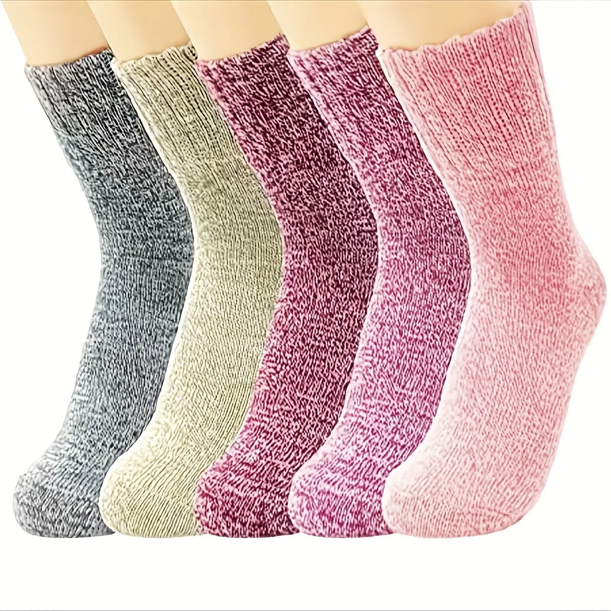 5 Pairs Women’s Cozy Winter Knit Socks – Ultra-Soft Thick Warm Lounge Socks (US 5-9)