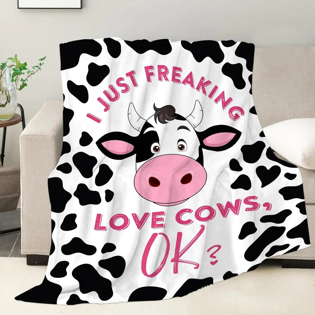 Cozy Cow Print Fleece Blanket – Soft Farmhouse Throw for Couch, Bed & Kids