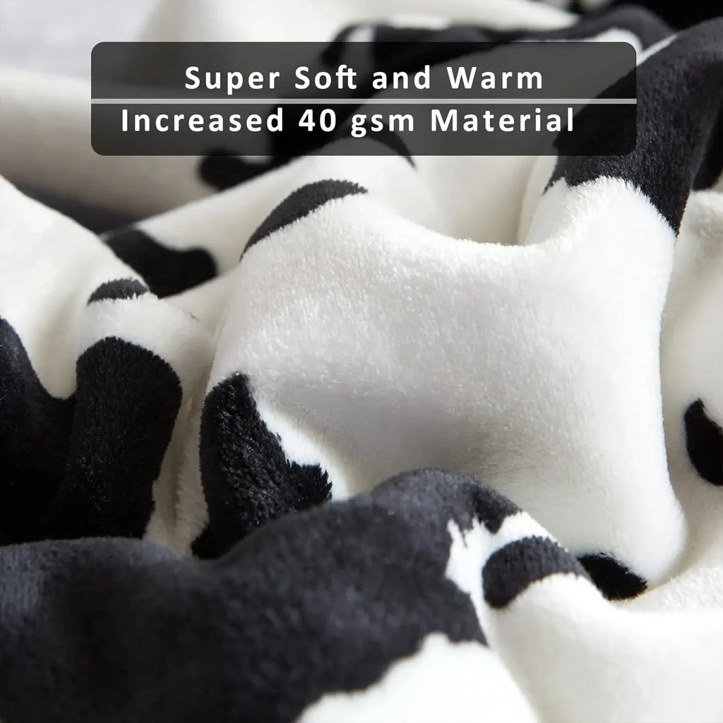 Cozy Cow Print Fleece Blanket – Soft Farmhouse Throw for Couch, Bed & Kids