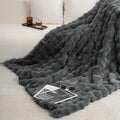 Luxury Bubble Fleece Throw – Ultra-Soft Faux Rabbit Fur Blanket for Couch & Bed