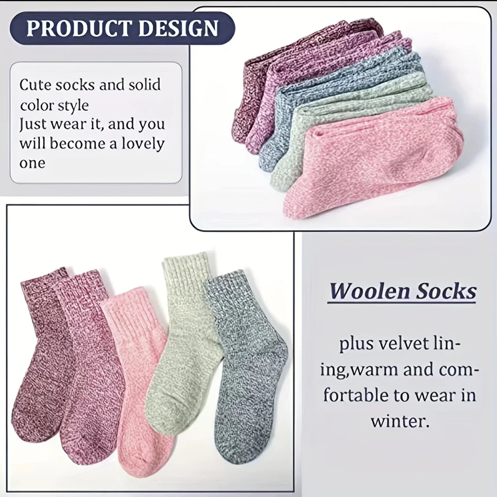 5 Pairs Women’s Cozy Winter Knit Socks – Ultra-Soft Thick Warm Lounge Socks (US 5-9)