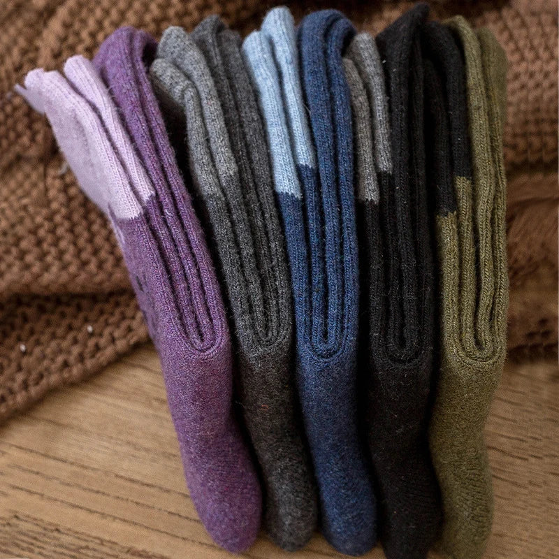 5-Pair Cozy Winter Cat Knit Socks – Thick Warm Wool Blend | Cute Mid-Calf Women’s Socks