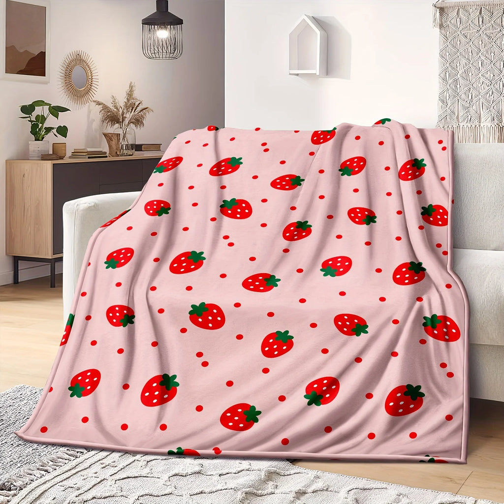 Strawberry Dreams Pink Flannel Blanket – Super Soft, Warm & Adorable Girls Room Decor