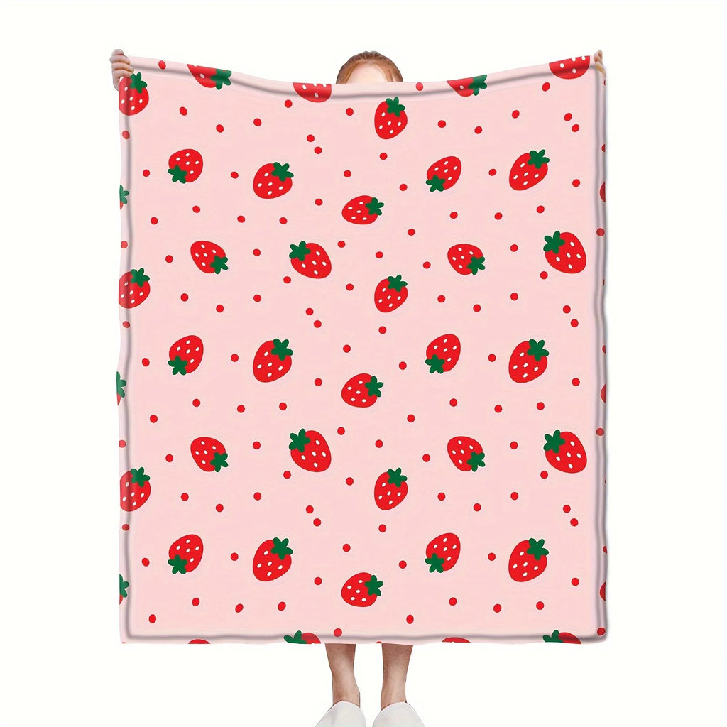 Strawberry Dreams Pink Flannel Blanket – Super Soft, Warm & Adorable Girls Room Decor