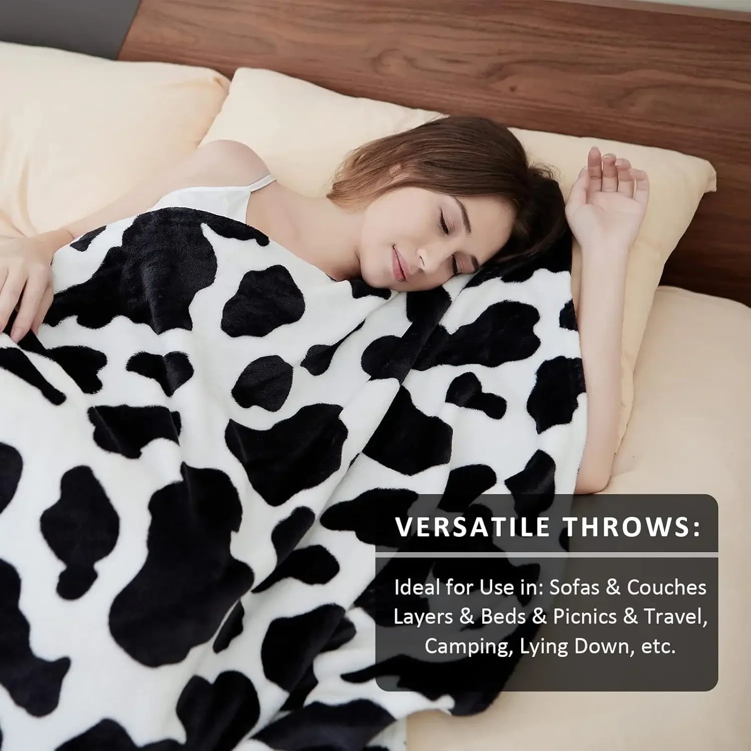 Cozy Cow Print Fleece Blanket – Soft Farmhouse Throw for Couch, Bed & Kids